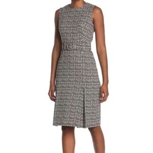 𝅺calvin Klein black and cream Tweed dress
